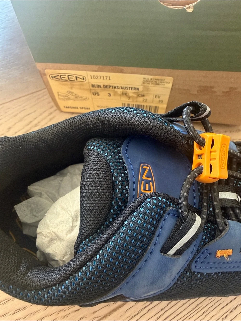 KEEN Kids Targhee Sport Vent Hiking Shoes Blue Orange Size 3 NEW